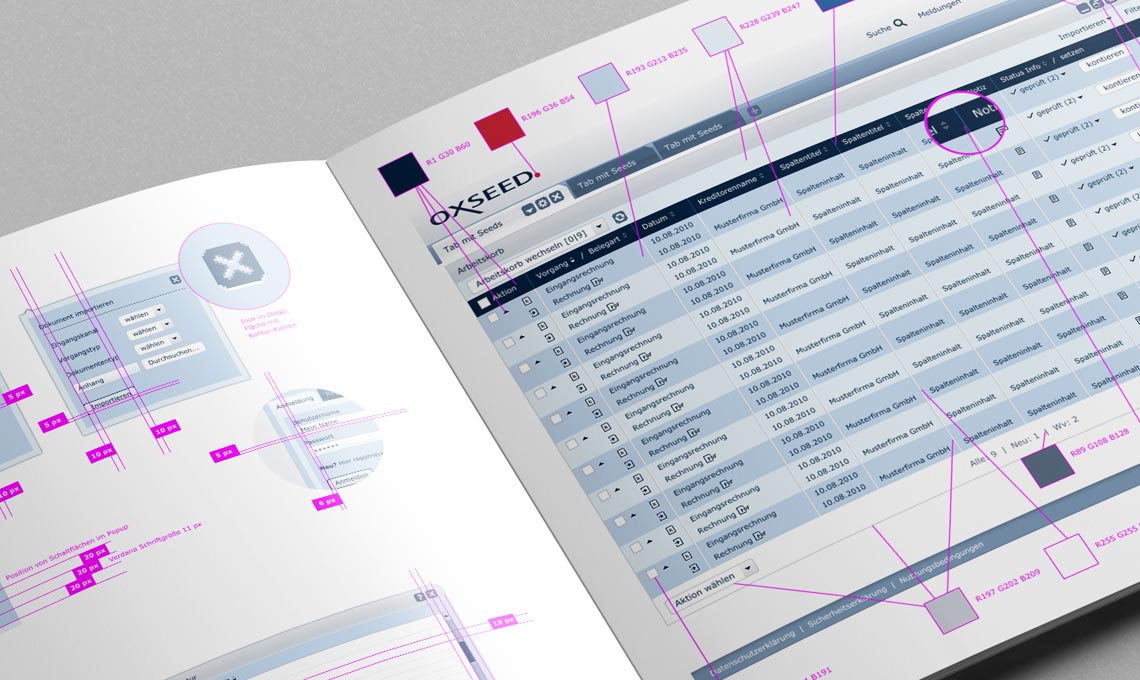 OXSEED Oberfläche UI UX – Webdesign Internetagentur Style-Guide Design-Leitfaden